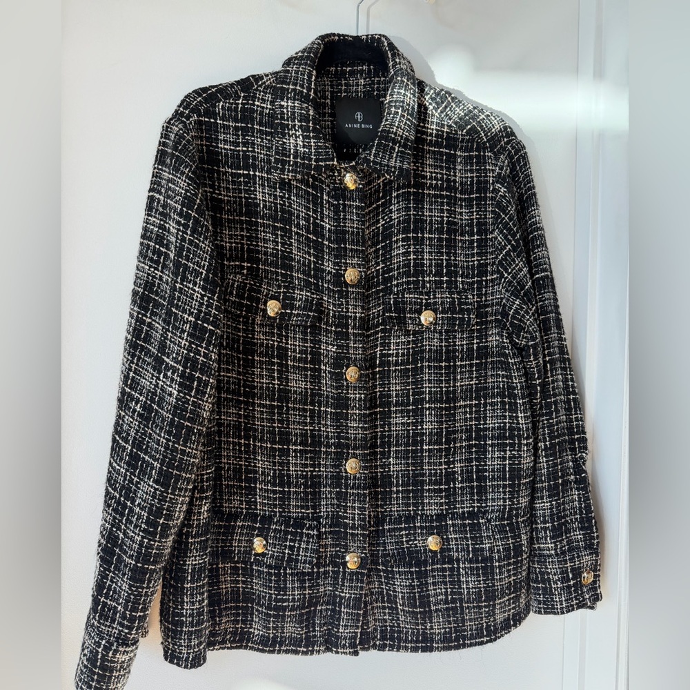 Anine Bing Black and White Tweed Blazer - Picture 4 of 7